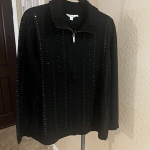 Chicos Zenergy Luxe Diamante Zip Cardigan Women's Size 12-14 Large  U.S. seller.